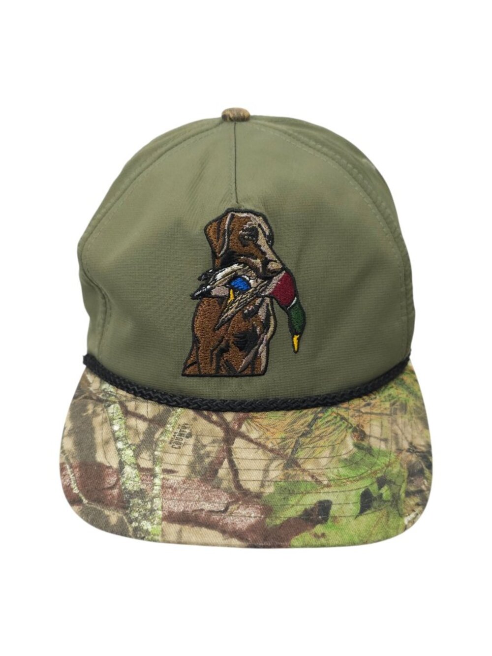 Hunting Dog Duck Embroidered Snapback Rope Hat Camo Break Up Country Cap